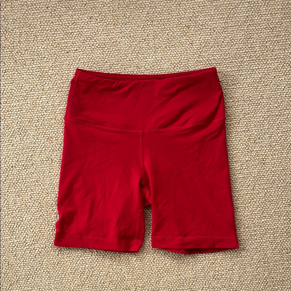 Crz Yoga Red Biker Shorts High Waist